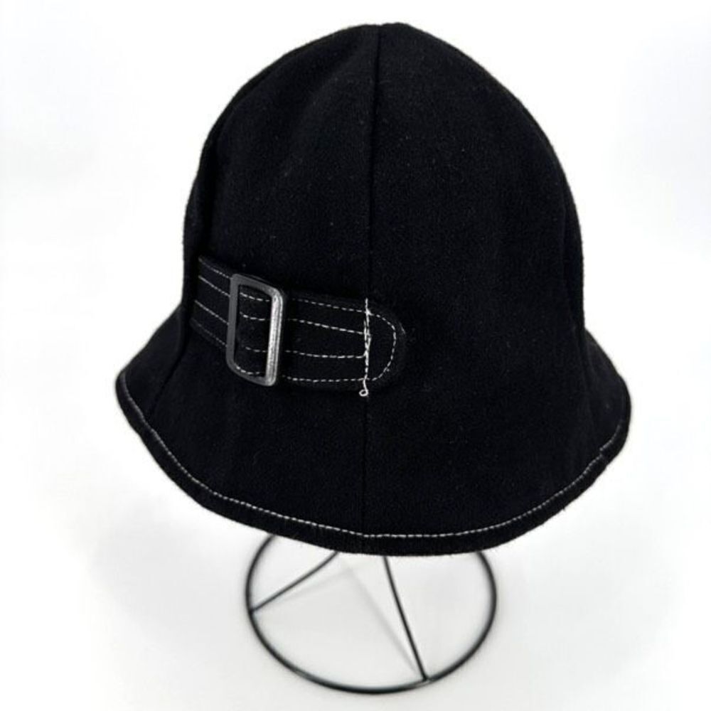 Vintage 40s-50s Wool Black winter Fedora Buckle bucket Hat classic‎ classy style - Picture 5 of 7